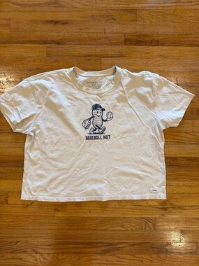Life Is Good White womens' 'Baseball Nut' Graphic Tee